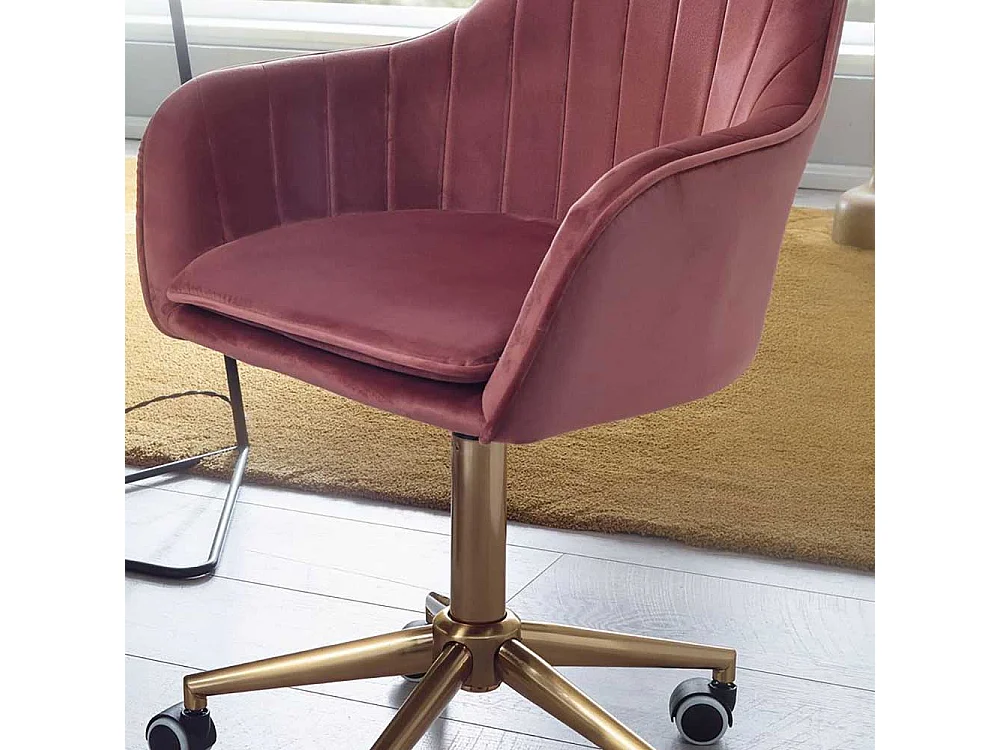 Samt Schreibtischstuhl in Altrosa Armlehnen