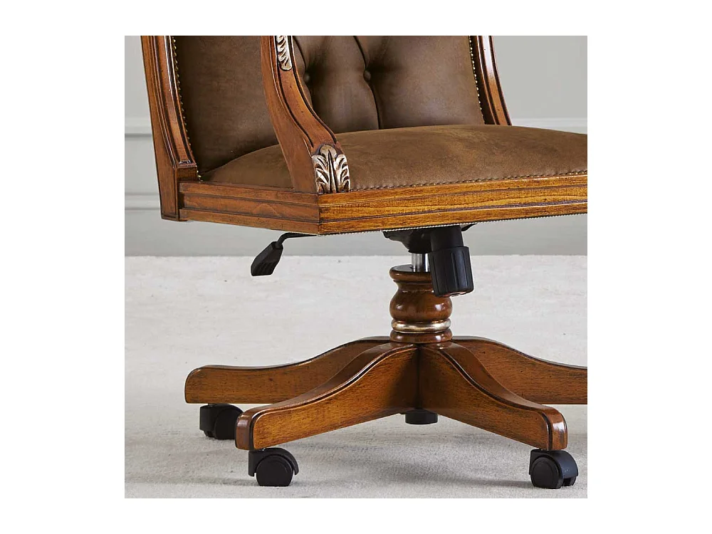 Chef Schreibtischsessel in italienischem Design Kunstleder und Holz