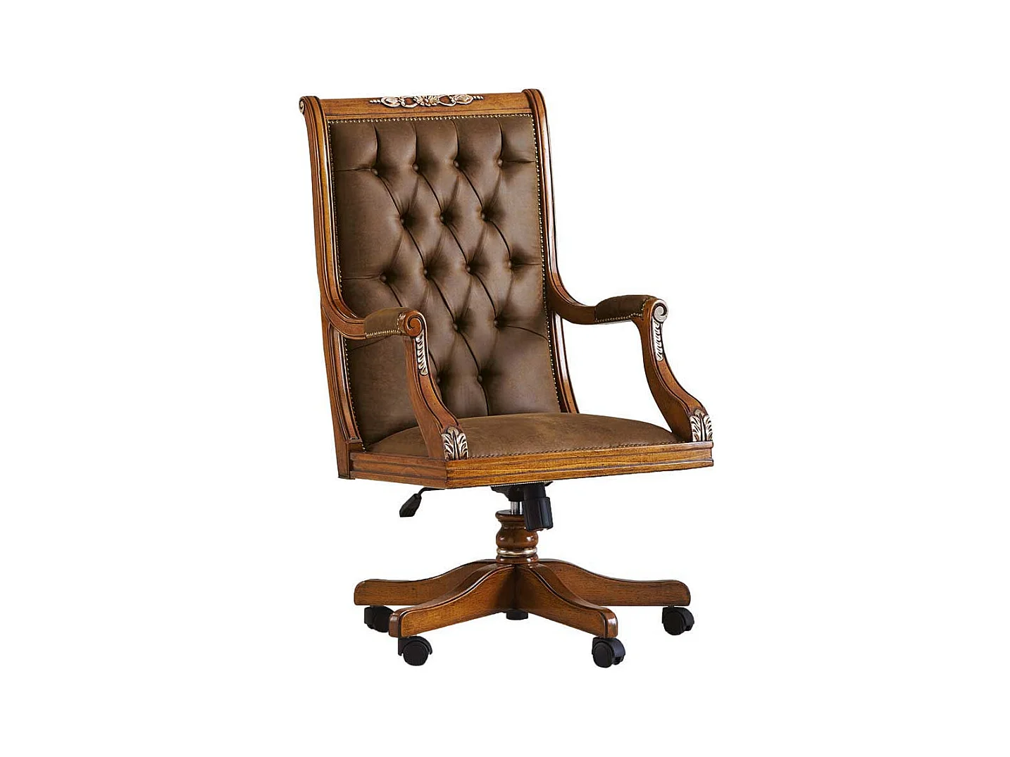 Chef Schreibtischsessel in italienischem Design Kunstleder und Holz