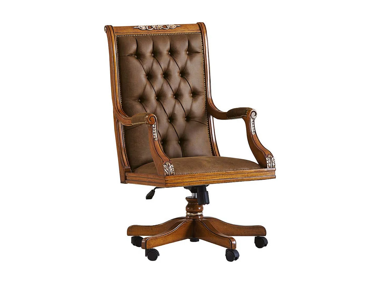 Chef Schreibtischsessel in italienischem Design Kunstleder und Holz