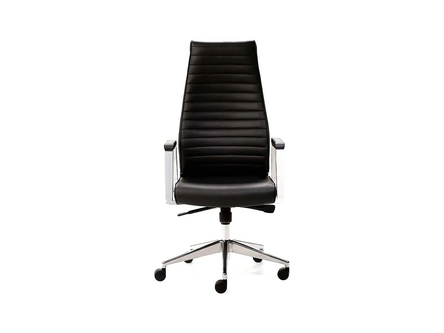 Chefsessel in Schwarz Echtleder Armlehnen
