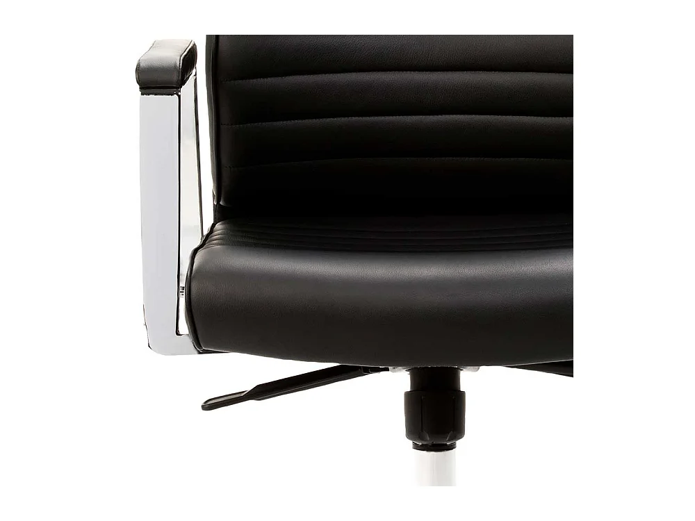 Chefsessel in Schwarz Echtleder Armlehnen