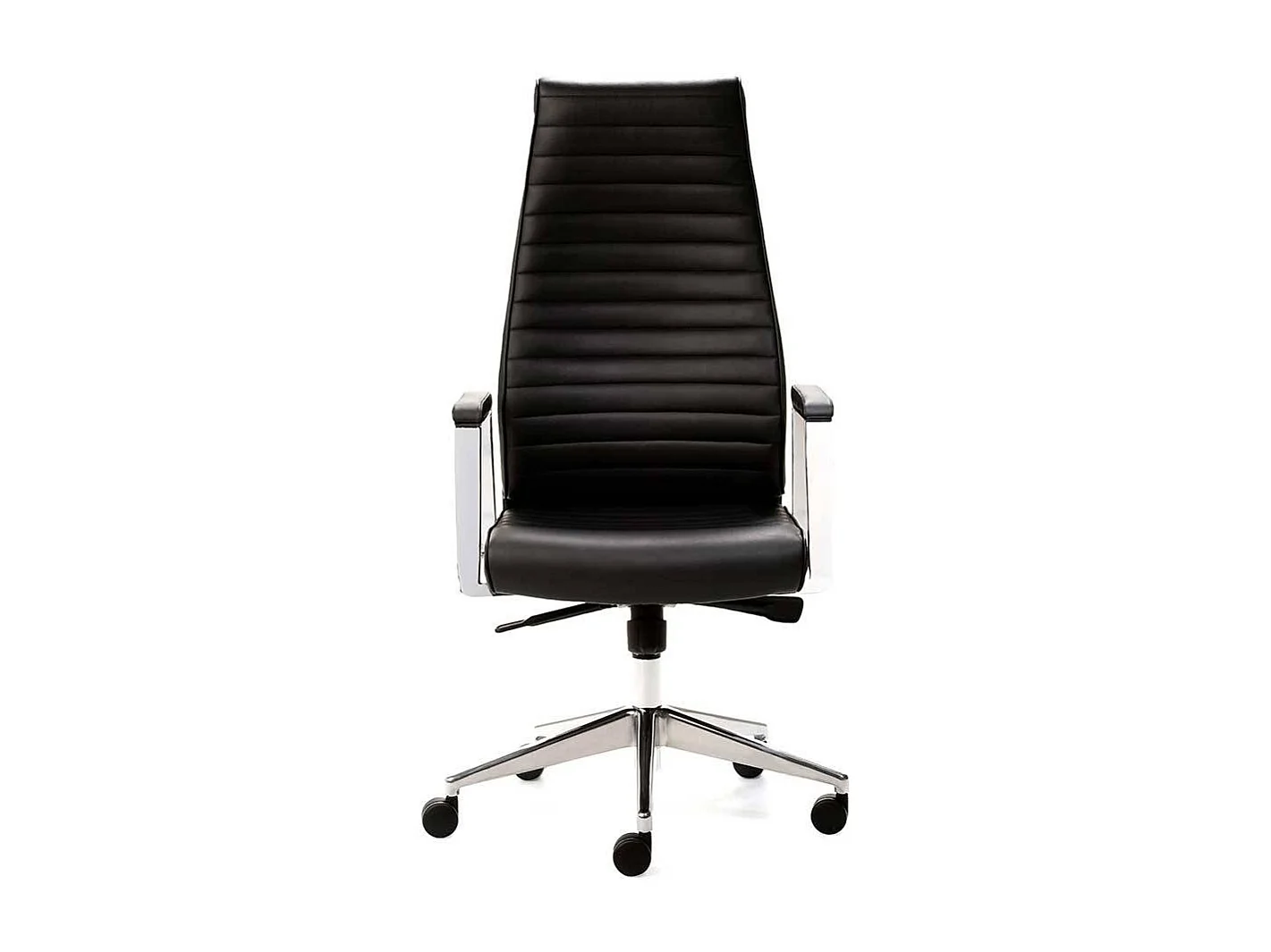 Chefsessel in Schwarz Echtleder Armlehnen