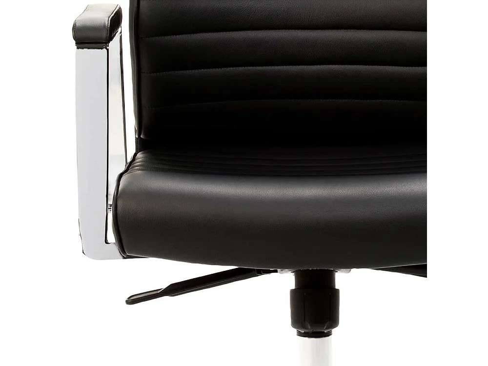 Chefsessel in Schwarz Echtleder Armlehnen