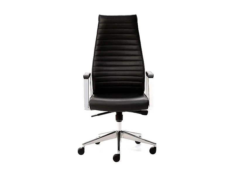 Chefsessel in Schwarz Echtleder Armlehnen