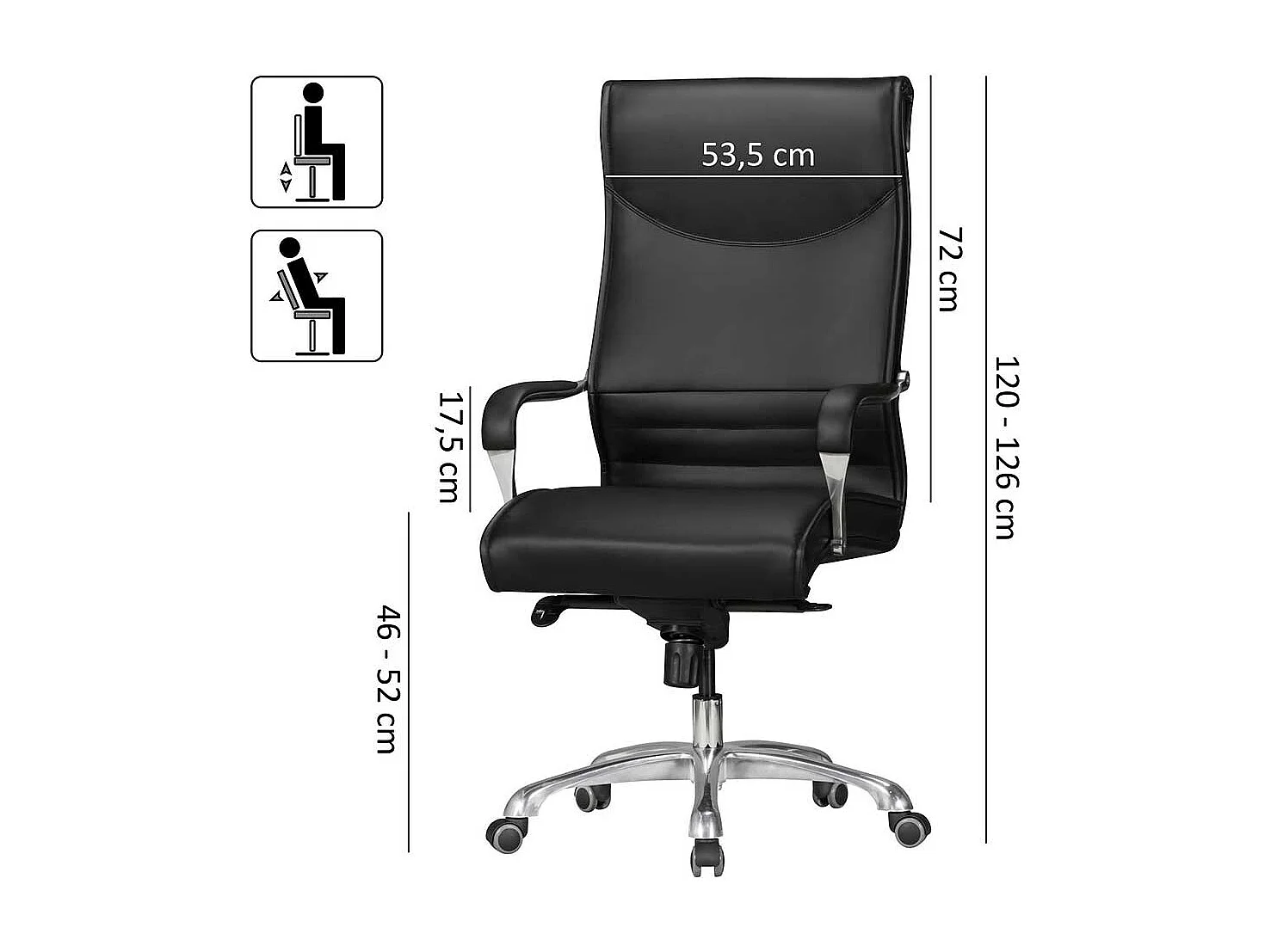 Bürodrehstuhl mit hoher Lehne Schwarz Kunstleder