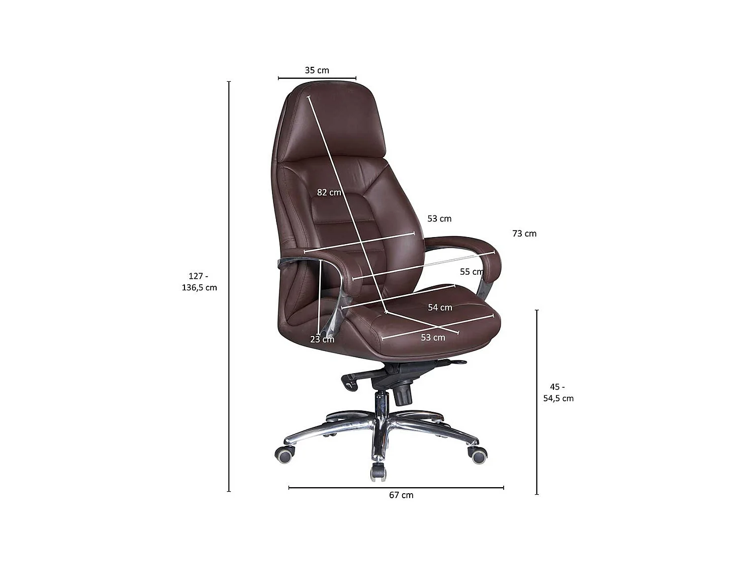 Chef Schreibtischsessel aus Echtleder & Kunstleder hoher Lehne