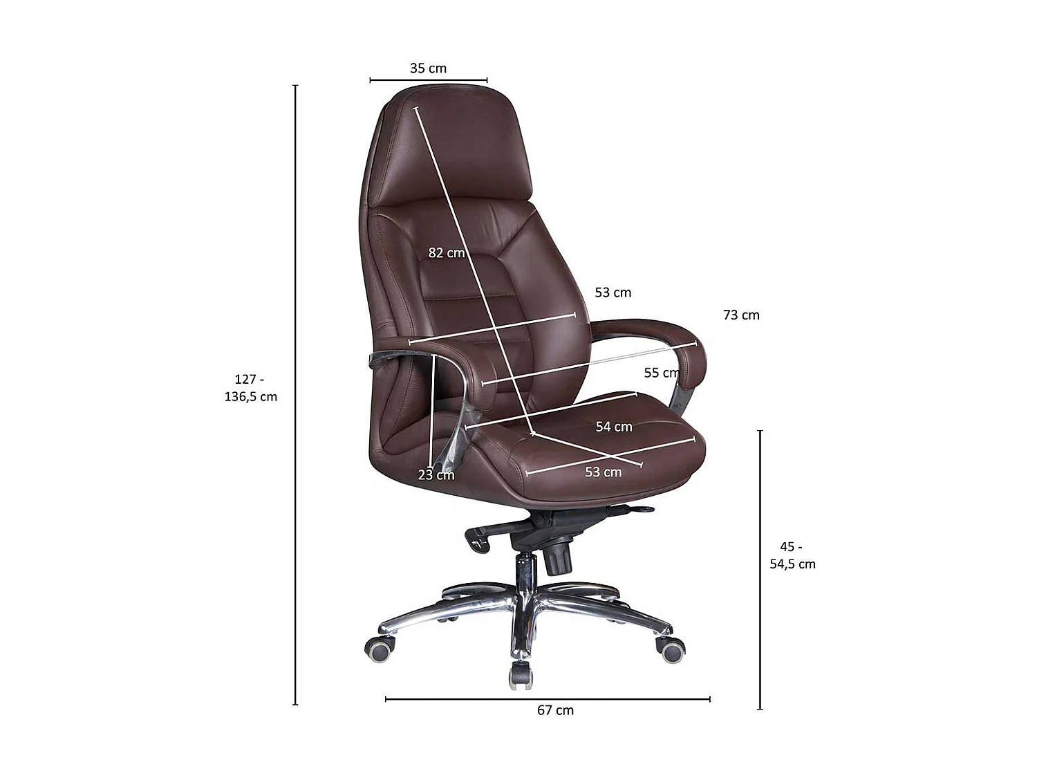 Chef Schreibtischsessel aus Echtleder & Kunstleder hoher Lehne