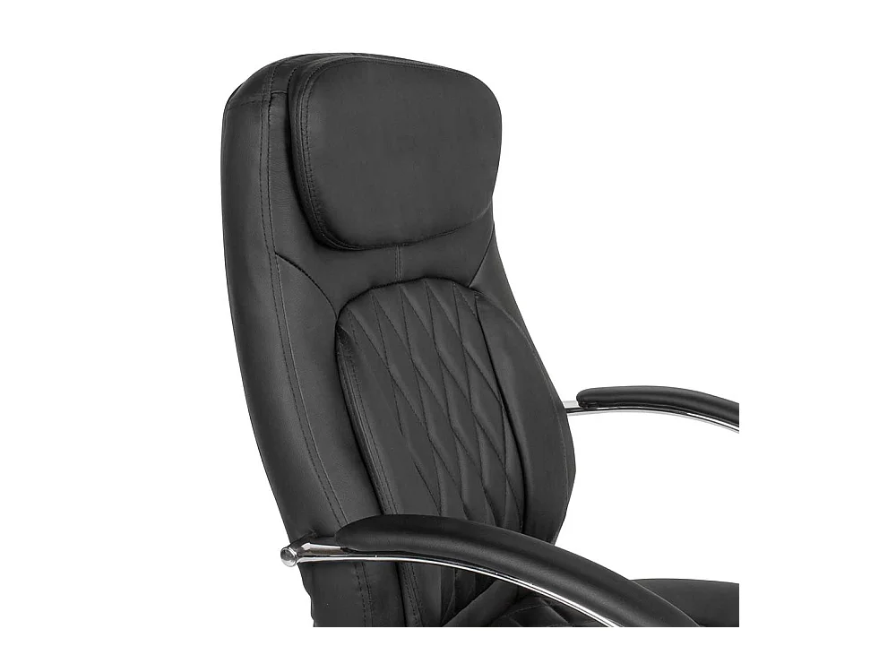 Chefsessel in Schwarz Kunstleder gepolsterten Armlehnen