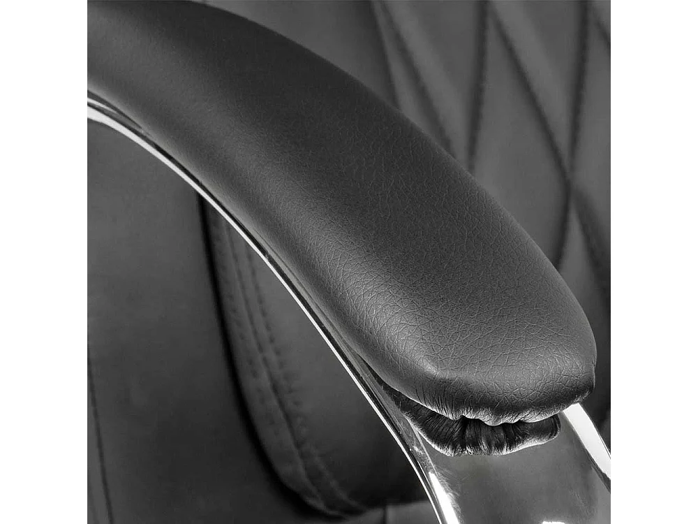 Chefsessel in Schwarz Kunstleder gepolsterten Armlehnen