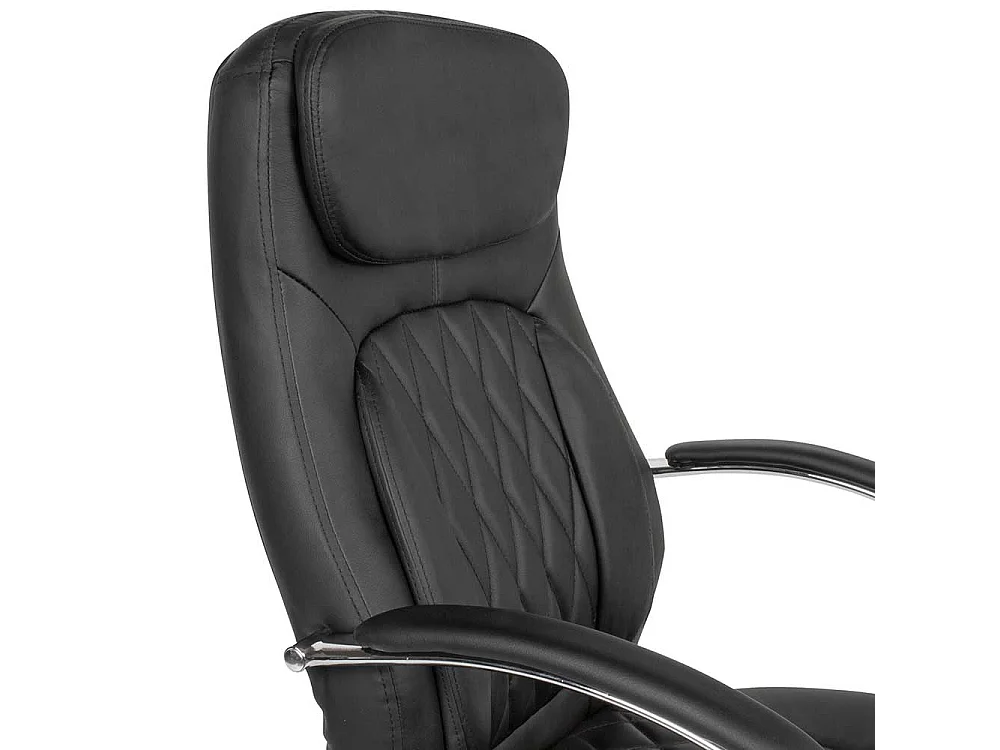 Chefsessel in Schwarz Kunstleder gepolsterten Armlehnen