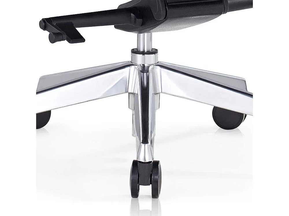 Bürodrehstuhl in Schwarz und Chromfarben hoher Lehne