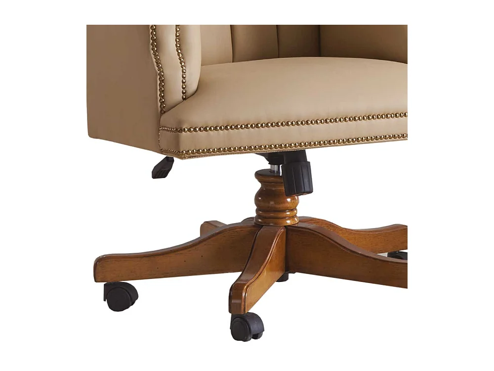 Luxus Schreibtischsessel aus Kunstleder und Buchenholz höhenverstellbarem Sitz