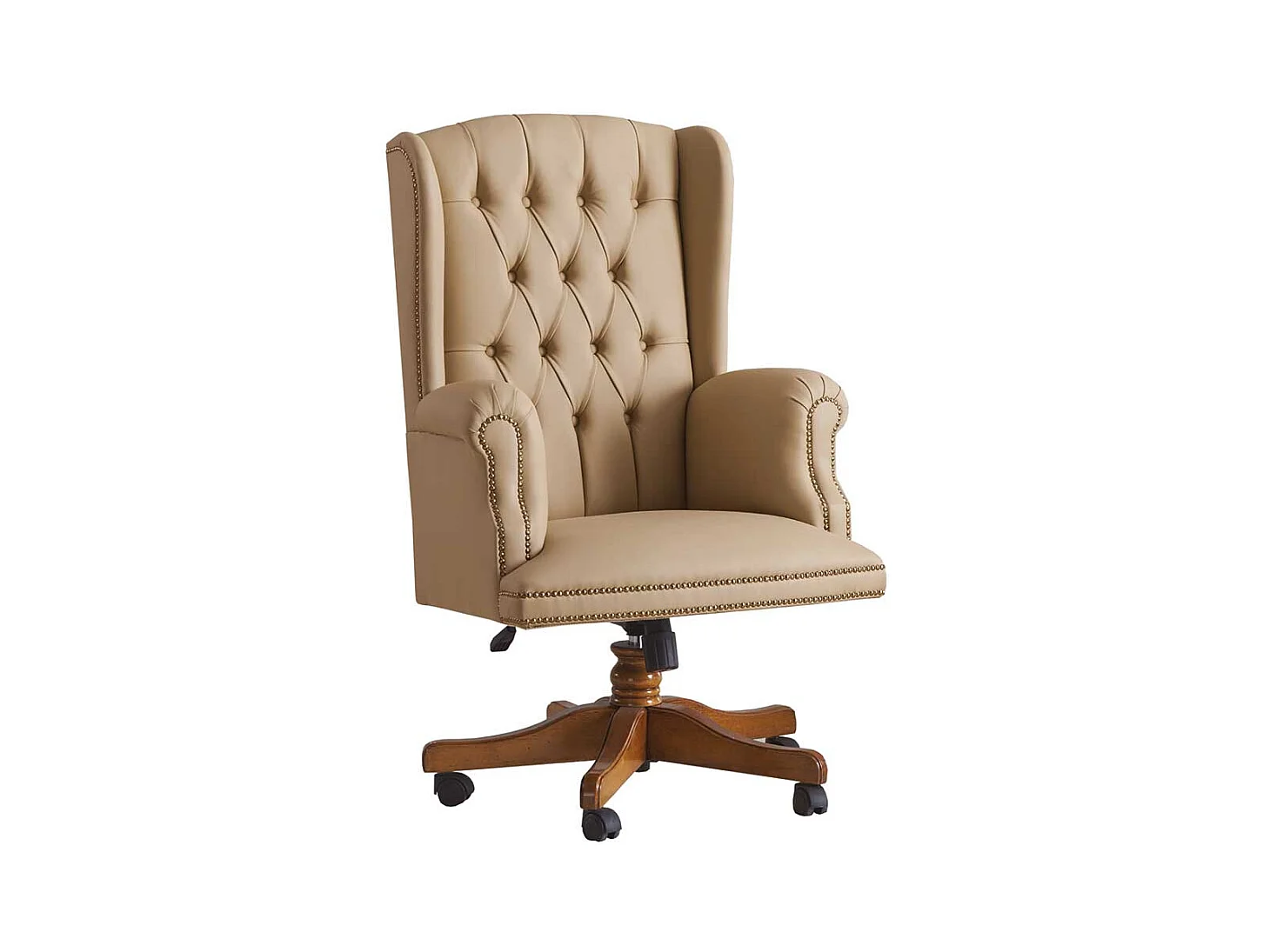 Luxus Schreibtischsessel aus Kunstleder und Buchenholz höhenverstellbarem Sitz