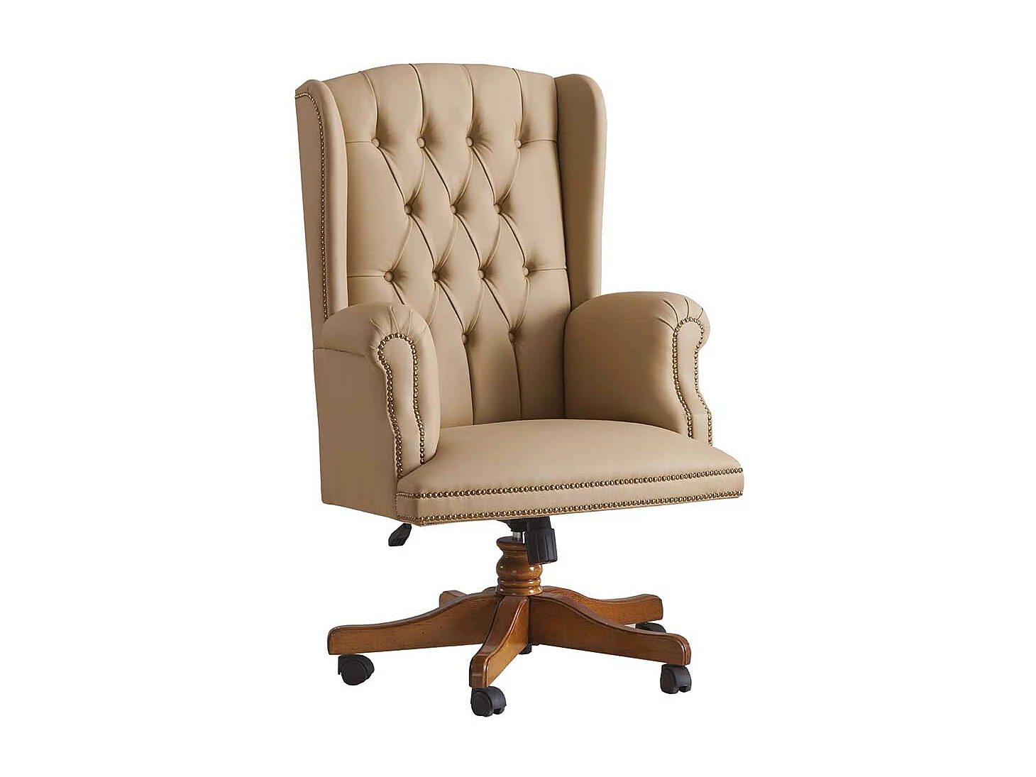 Luxus Schreibtischsessel aus Kunstleder und Buchenholz höhenverstellbarem Sitz