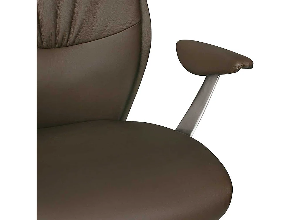 Chef Sessel in Braun & Chrom gedecktem Glattleder & Kunstleder
