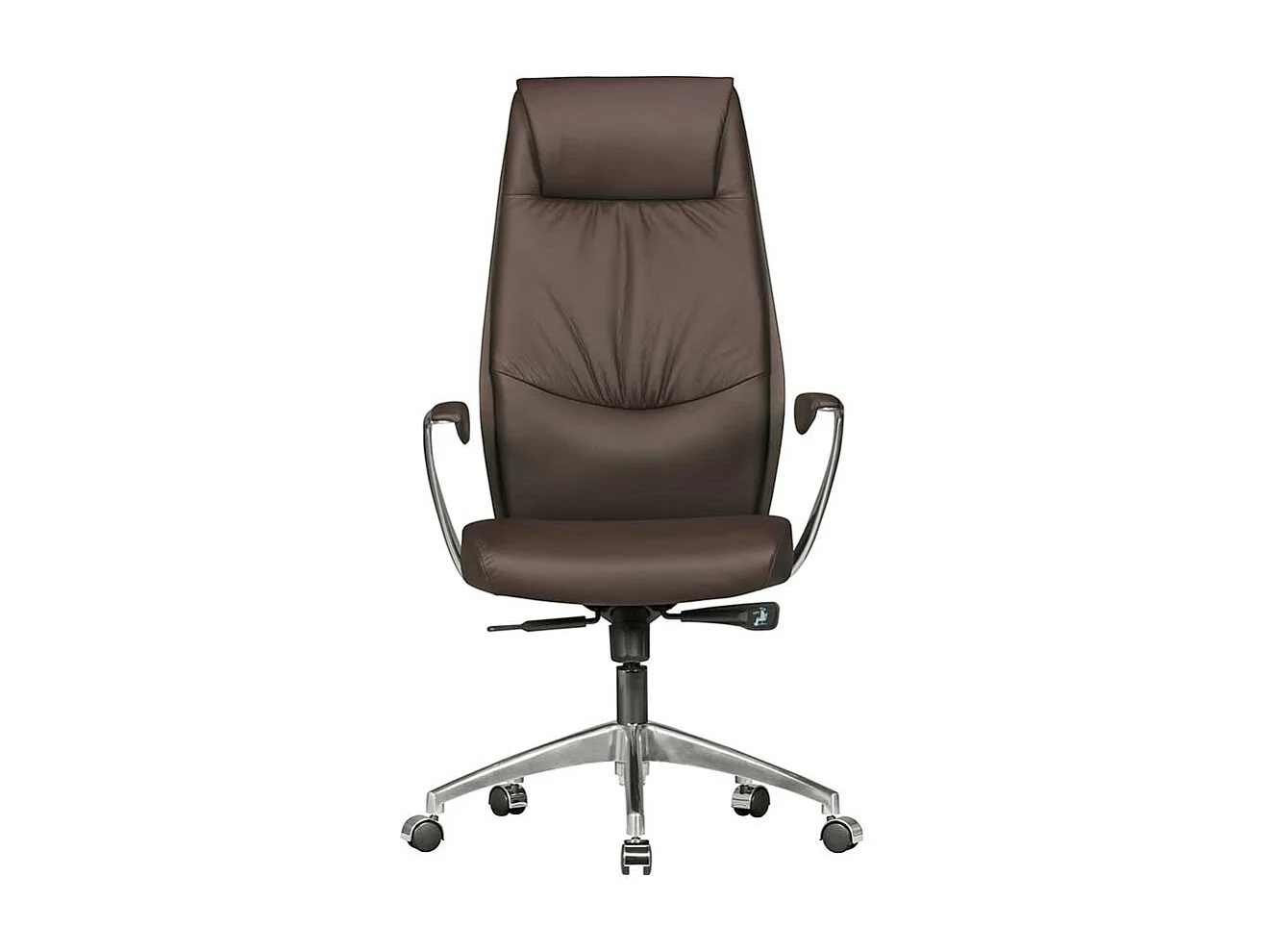 Chef Sessel in Braun & Chrom gedecktem Glattleder & Kunstleder