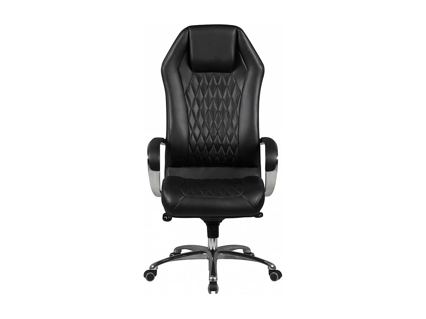 Exklusiver Chefsessel in Schwarz gedecktem Glattleder & Kunstleder