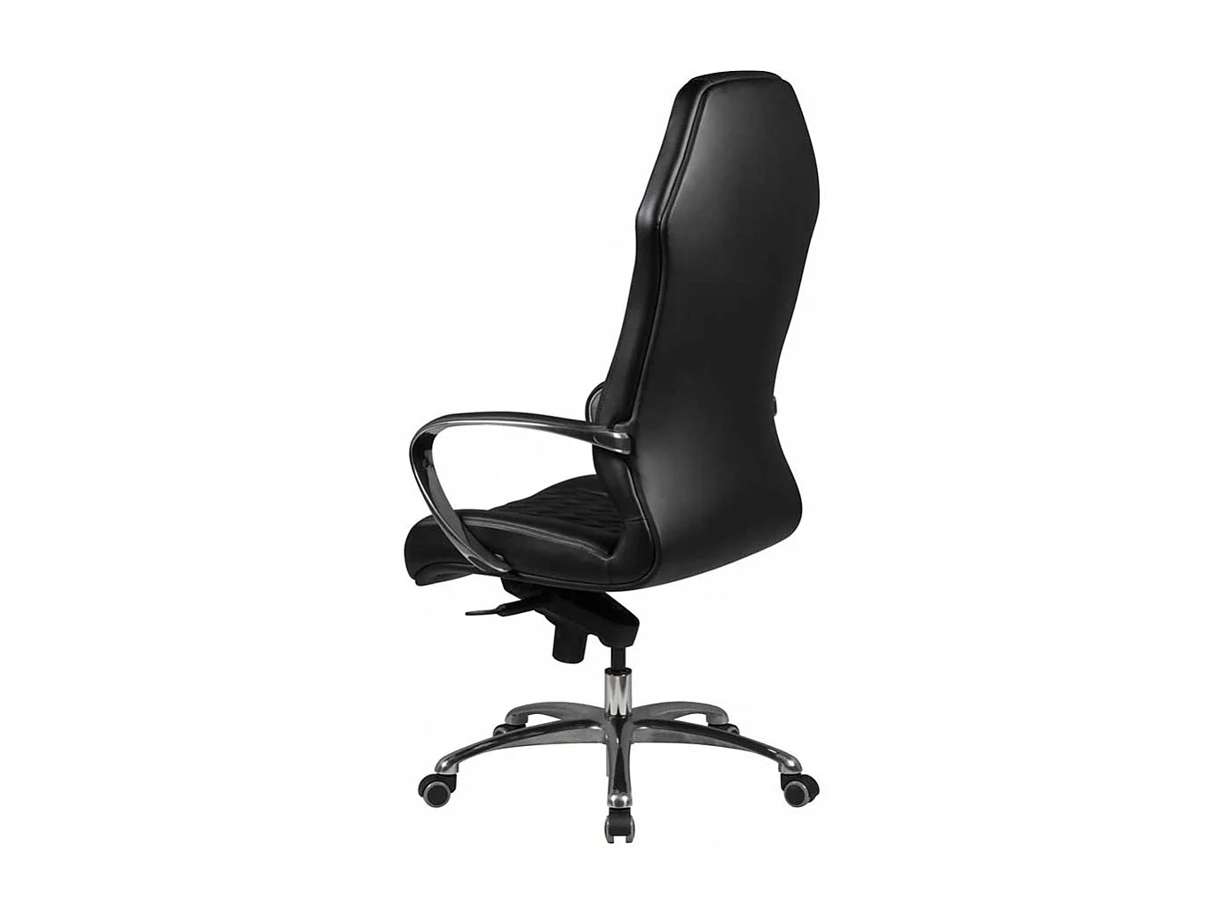 Exklusiver Chefsessel in Schwarz gedecktem Glattleder & Kunstleder