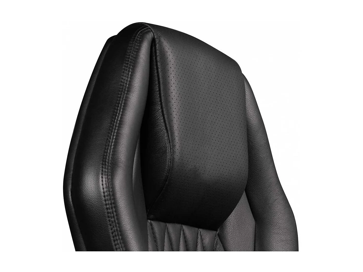 Exklusiver Chefsessel in Schwarz gedecktem Glattleder & Kunstleder