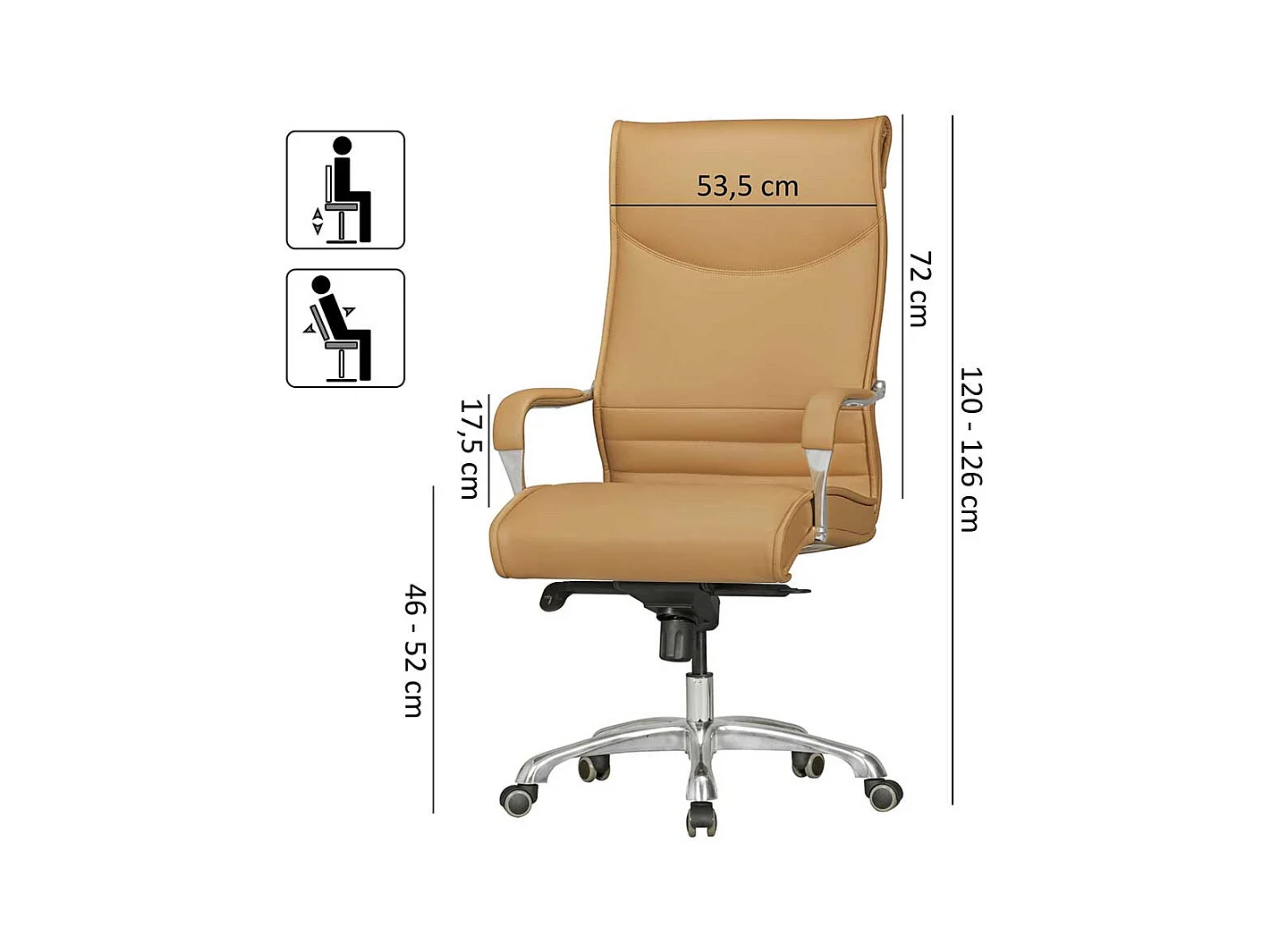 Schreibtischsessel in Beige Kunstleder Armlehnen