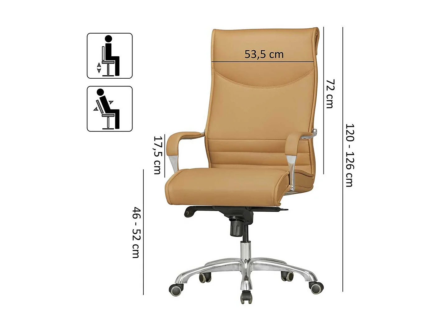 Schreibtischsessel in Beige Kunstleder Armlehnen
