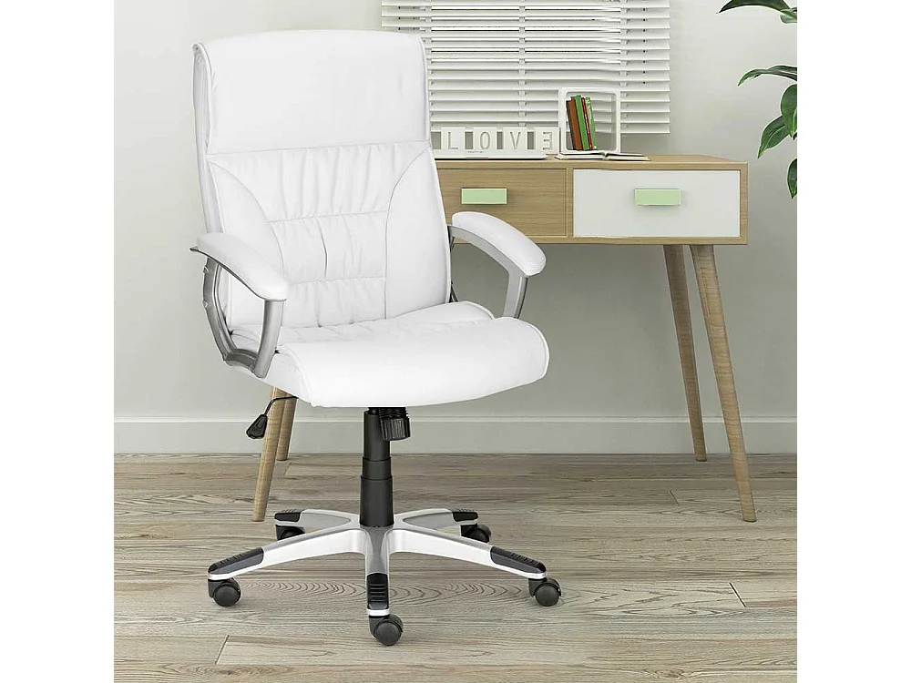 Chefsessel in Weiß Kunstleder Lendenwirbelstütze