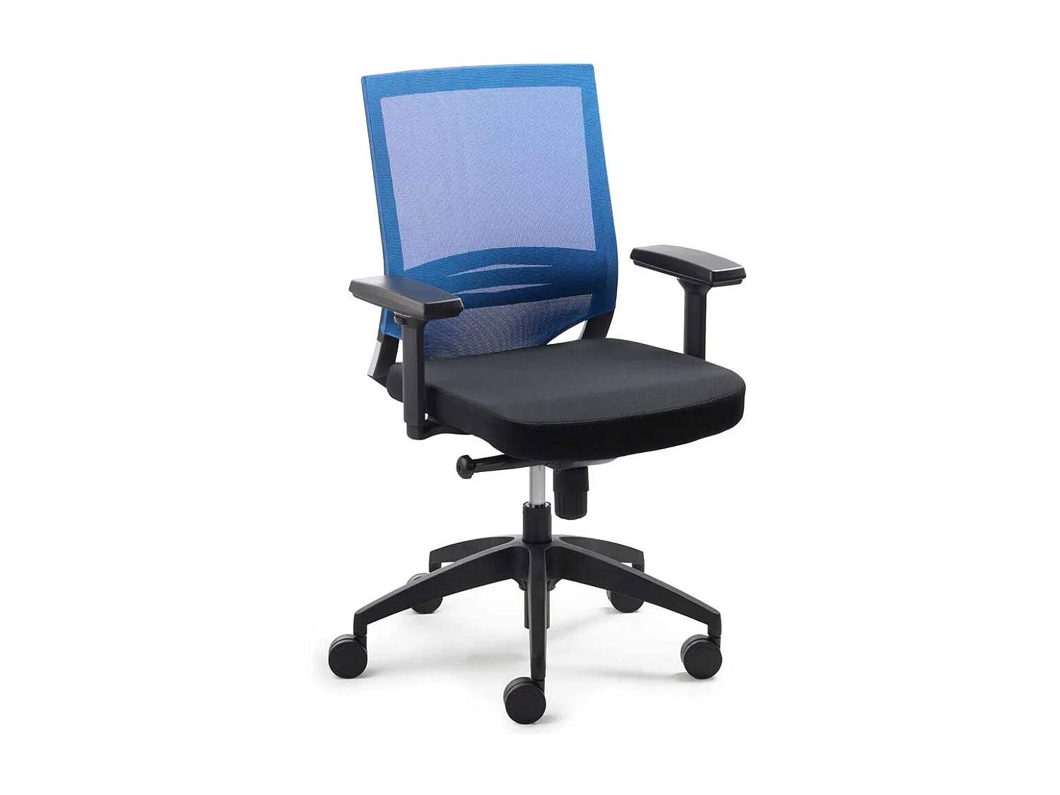 Ergonomischer Bürostuhl in Blau-Schwarz Armlehnen