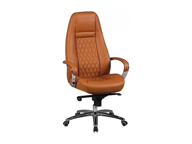 Ergonomischer Chefsessel in Hellbraun Kunstleder und Echtleder