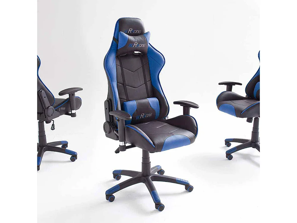 Büro Drehstuhl in Schwarz Blau Racer Design