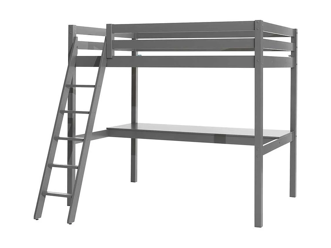 Kinderhochbett in Grau Schreibtisch