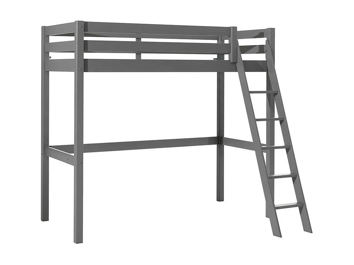 Kinderzimmer Hochbett in Grau Kiefer Massivholz