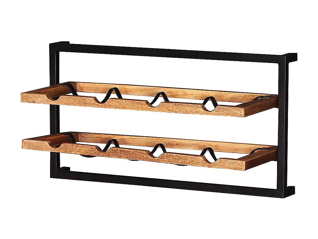 Weinregal aus Metall und Mangobaum Massivholz 8 Flaschen
