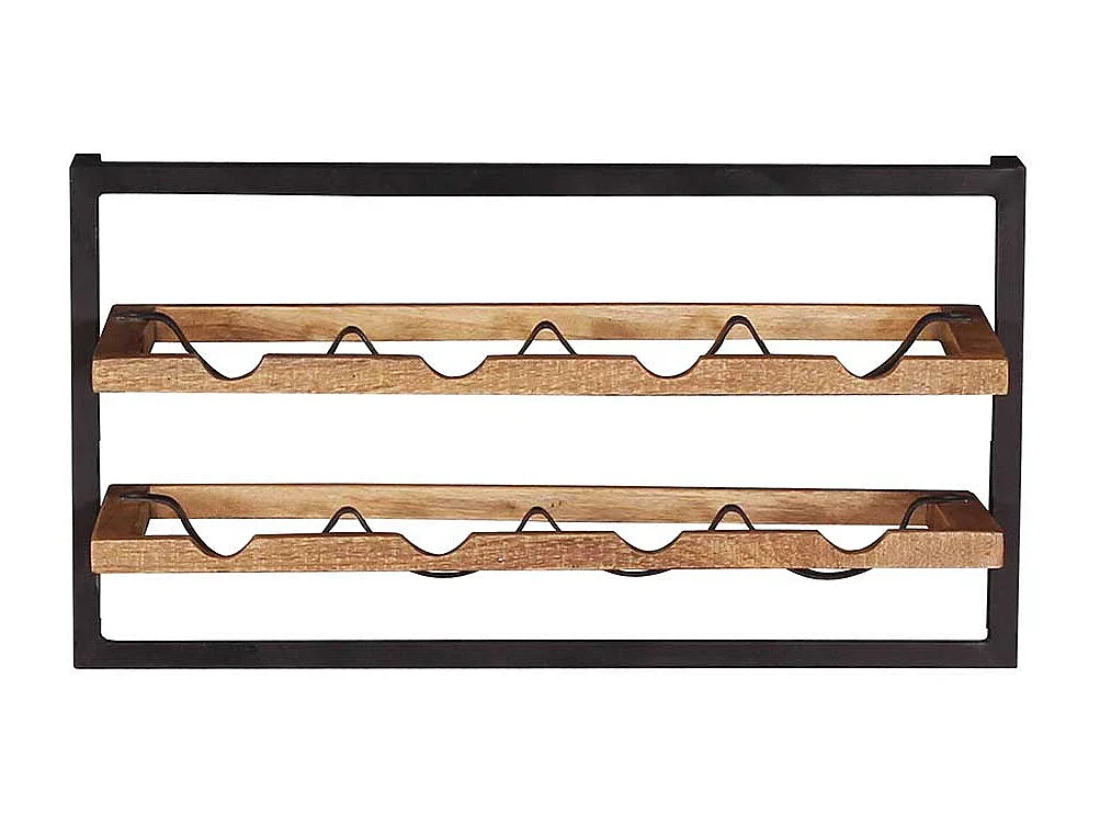 Weinregal aus Metall und Mangobaum Massivholz 8 Flaschen