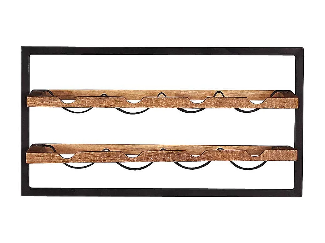 Weinregal aus Metall und Mangobaum Massivholz 8 Flaschen