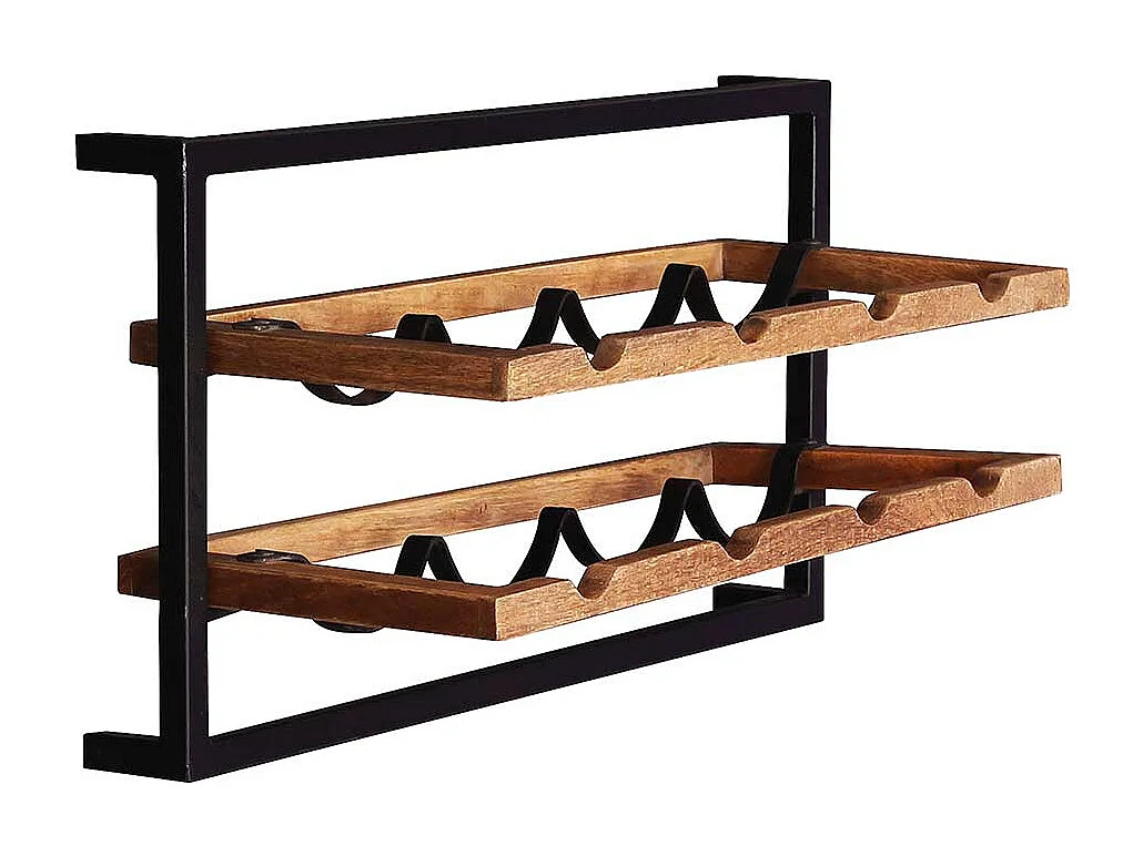 Weinregal aus Metall und Mangobaum Massivholz 8 Flaschen