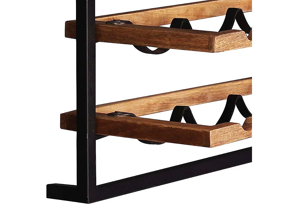 Weinregal aus Metall und Mangobaum Massivholz 8 Flaschen