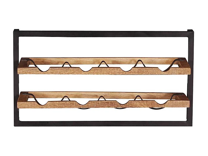 Weinregal aus Metall und Mangobaum Massivholz 8 Flaschen