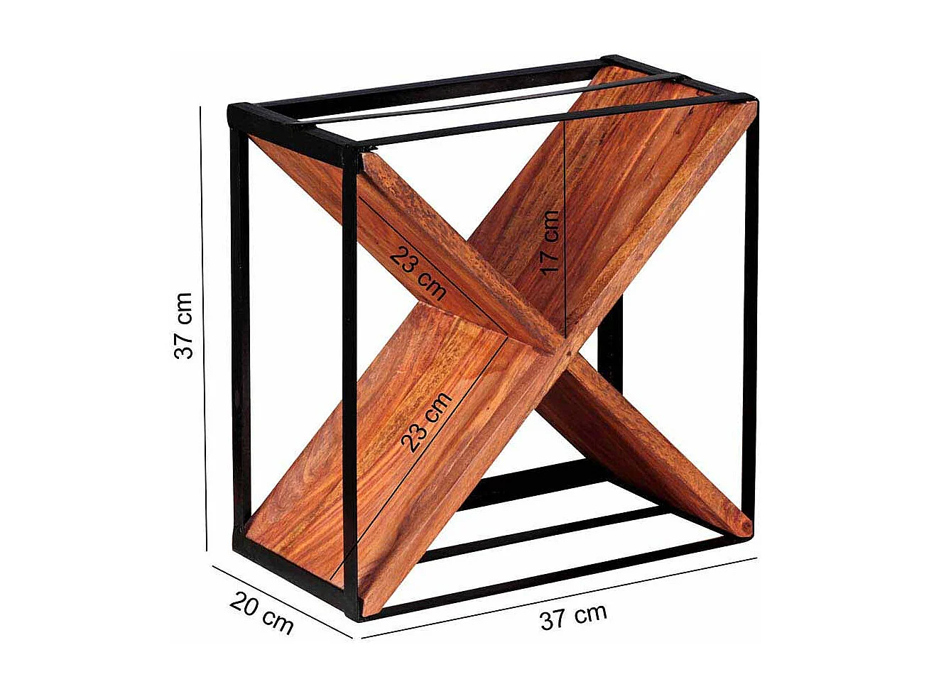 Design Weinregal aus Sheesham Massivholz Metall