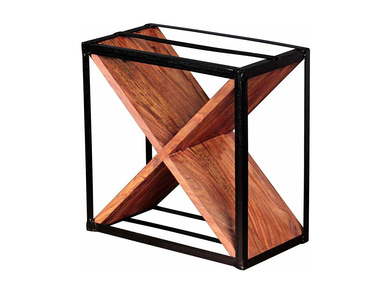 Design Weinregal aus Sheesham Massivholz Metall