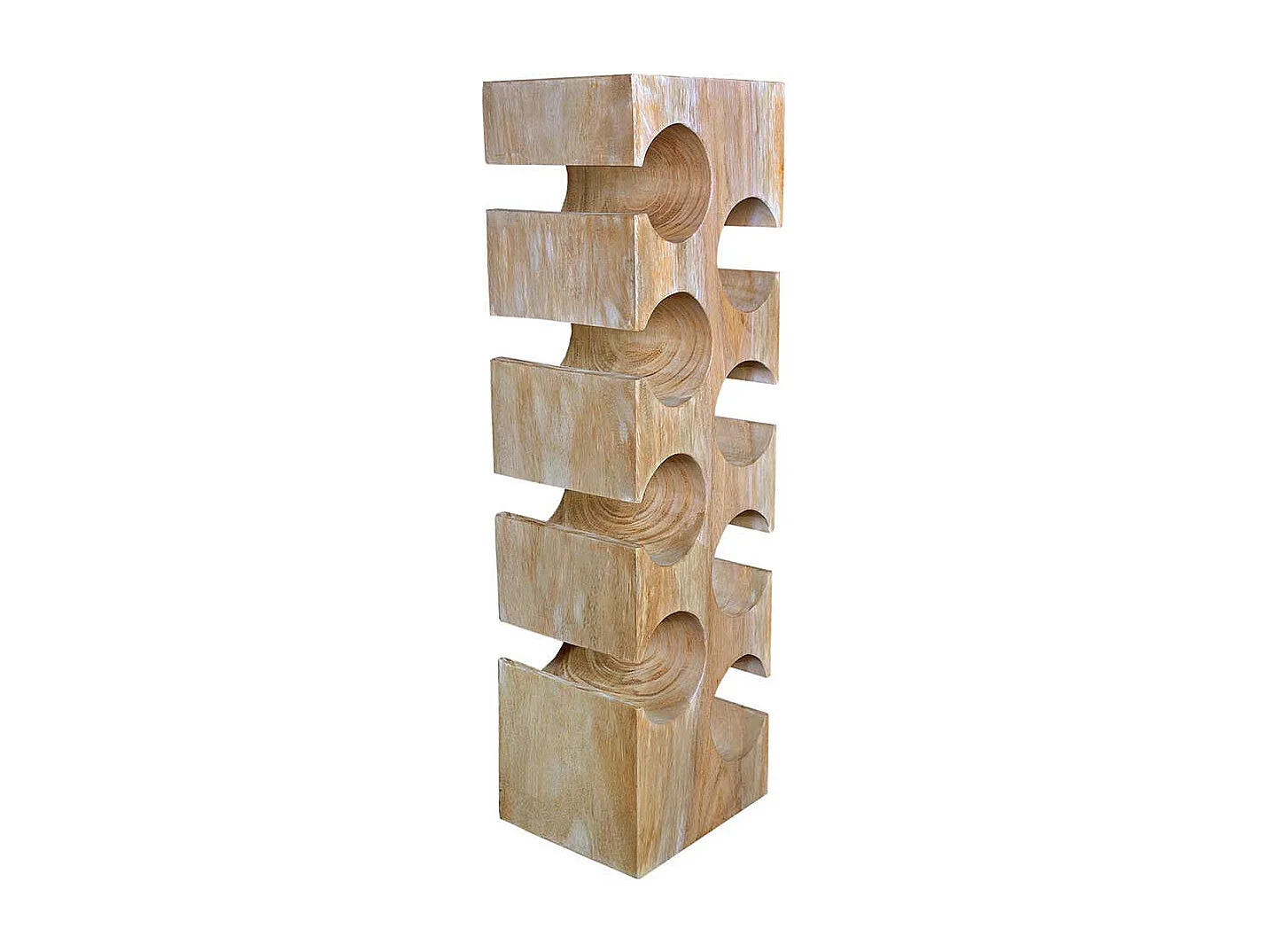 Weinregal Standregal aus Massivholz in Mangoholz Naturfarben