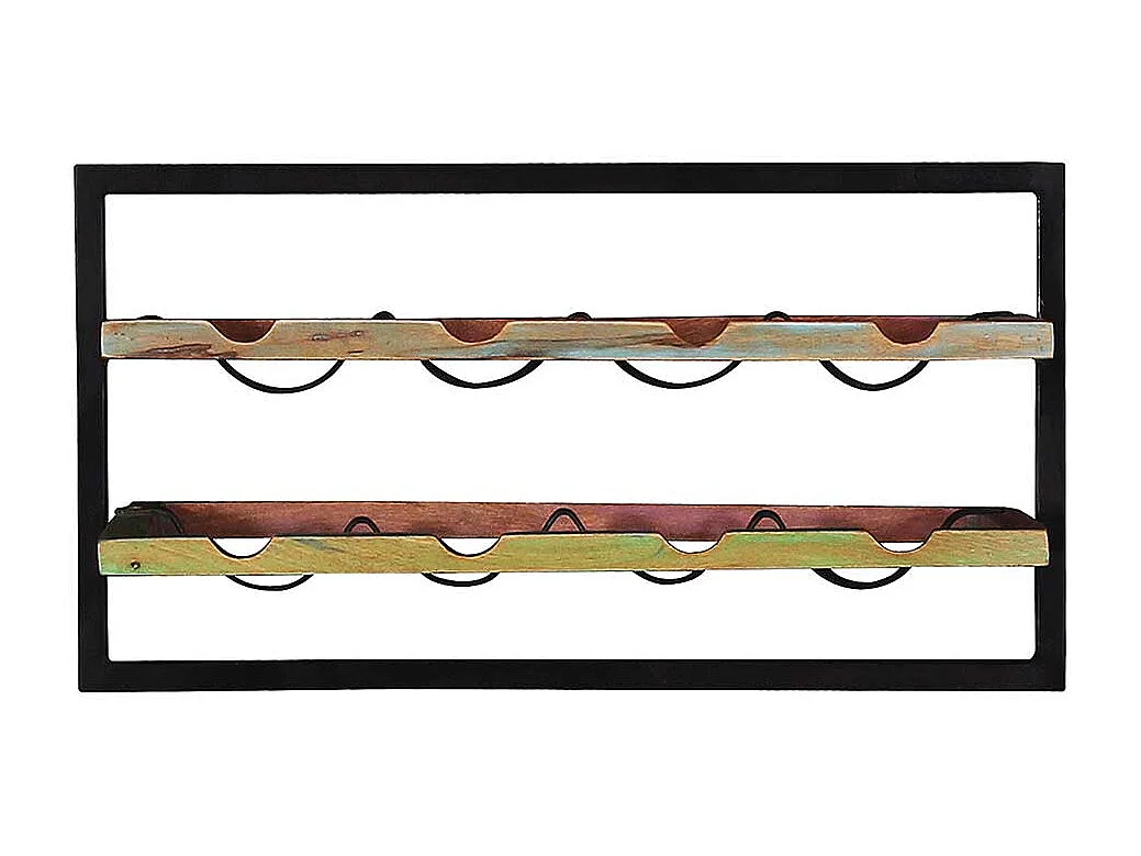 Weinflaschenhalter aus Recyclingholz und Metall Wandmontage
