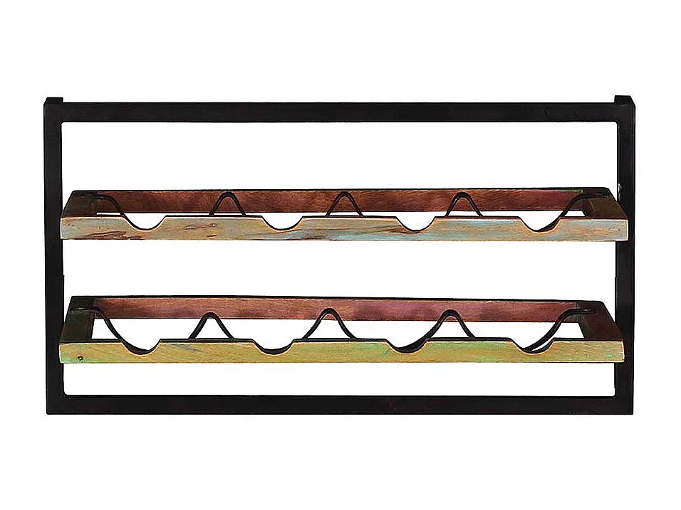 Weinflaschenhalter aus Recyclingholz und Metall Wandmontage