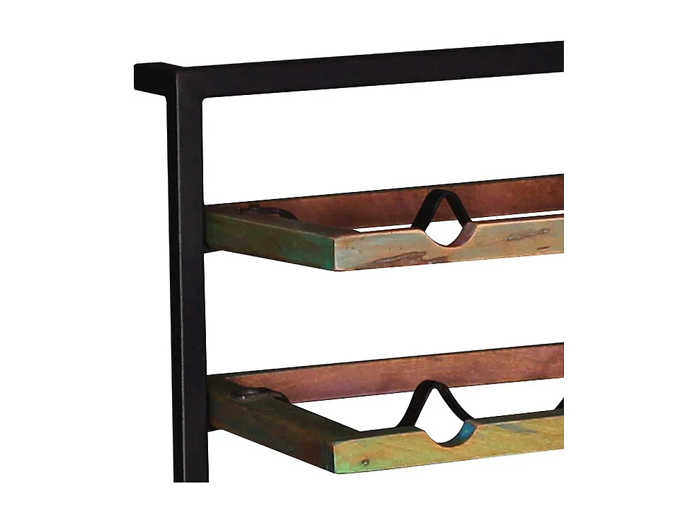 Weinflaschenhalter aus Recyclingholz und Metall Wandmontage