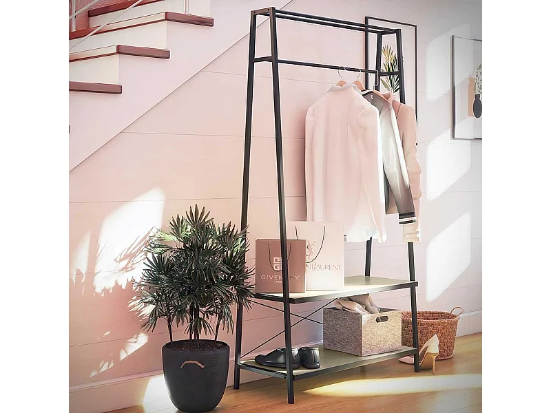 Metall Garderobenständer im Industry und Loft Stil 95 cm breit