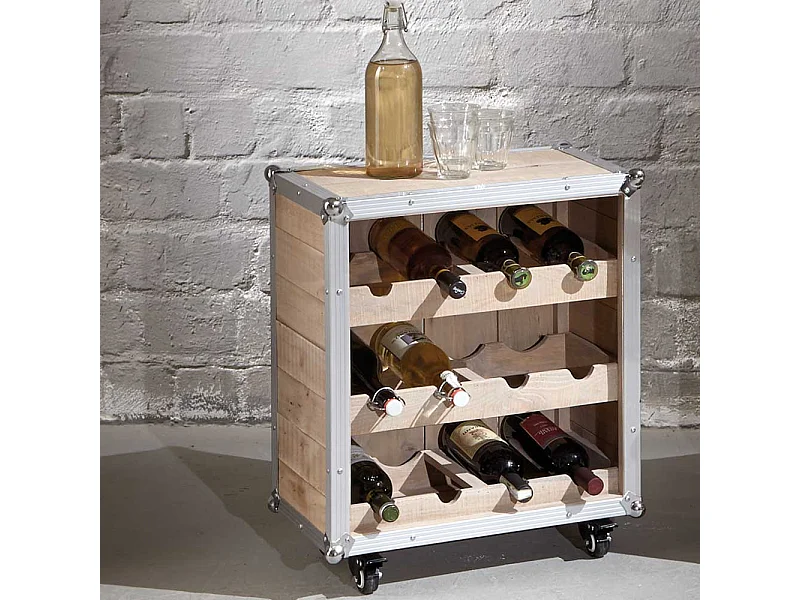 Flaschenregal im Loft Design Kiefer Alu