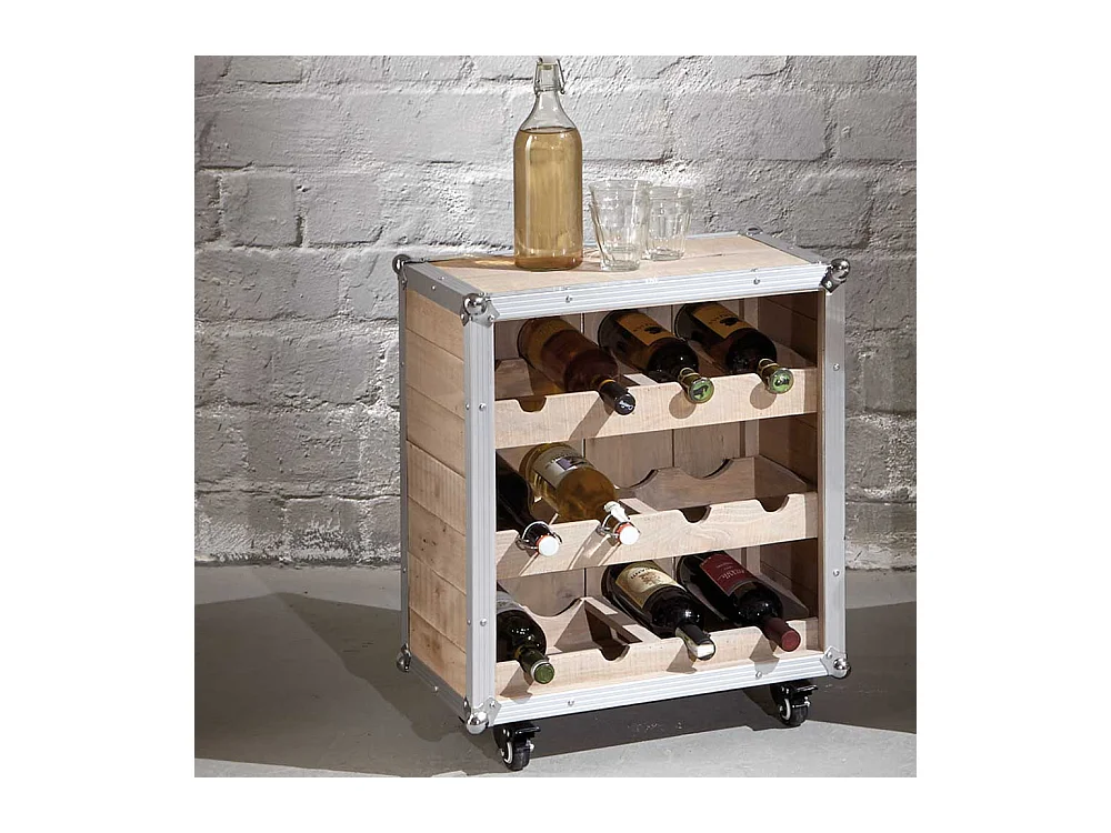 Flaschenregal im Loft Design Kiefer Alu