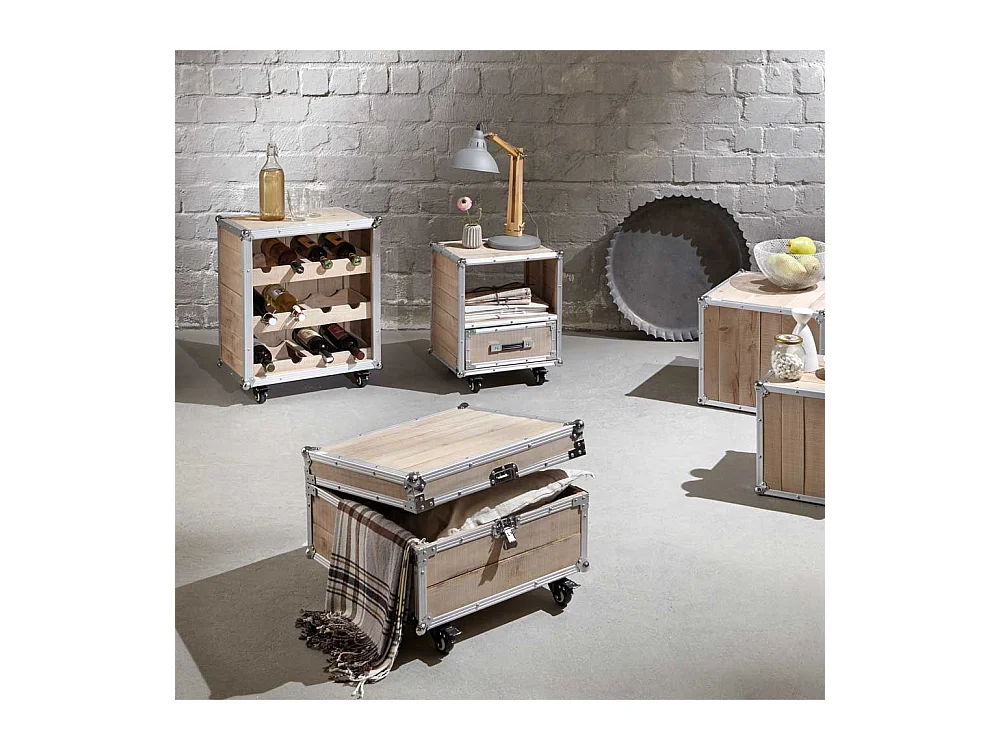 Flaschenregal im Loft Design Kiefer Alu