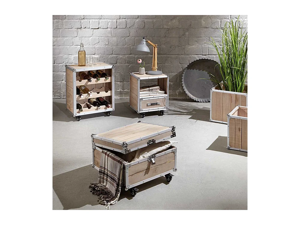 Flaschenregal im Loft Design Kiefer Alu