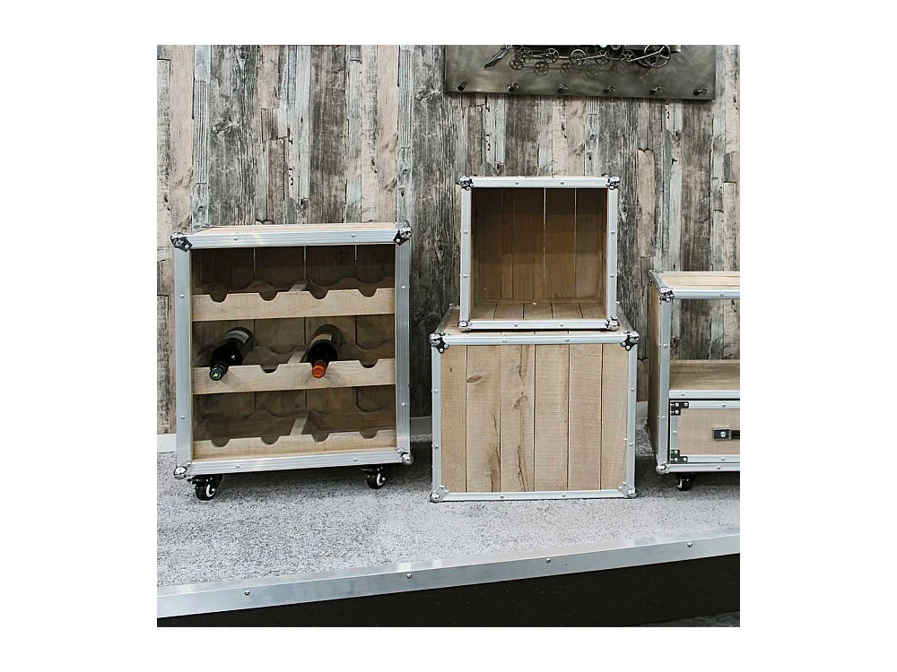 Flaschenregal im Loft Design Kiefer Alu